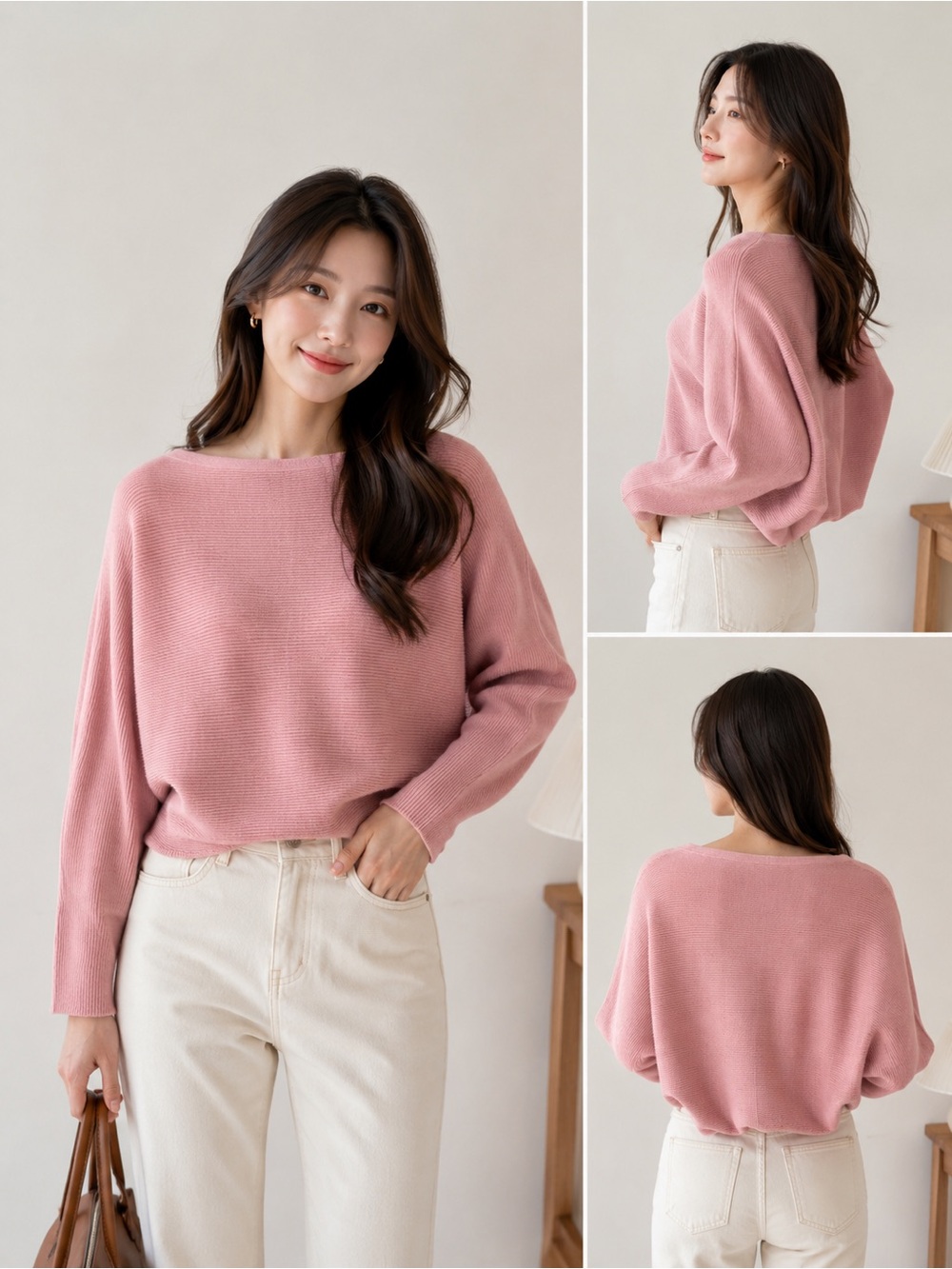 Relaxed Boatneck Sweater in Dusty Rose
